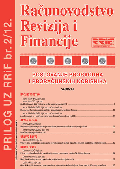 Pretplata na časopis Prilog proračun i proračunski korisnici broj /2012