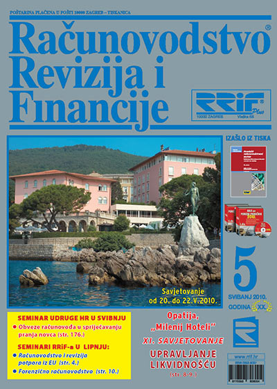 Pretplata na časopis Računovodstvo, revizija i financije broj 5/2010