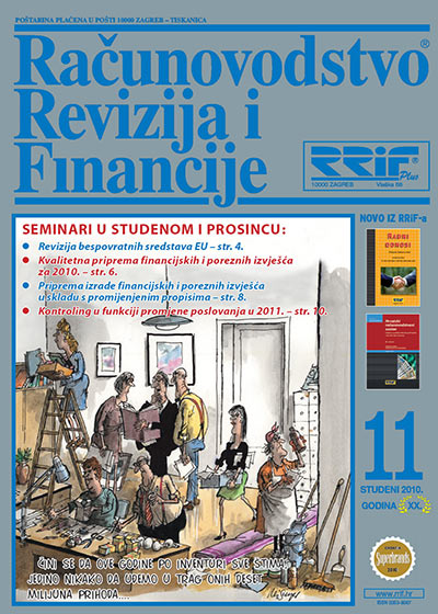 Pretplata na časopis Računovodstvo, revizija i financije broj 11/2010