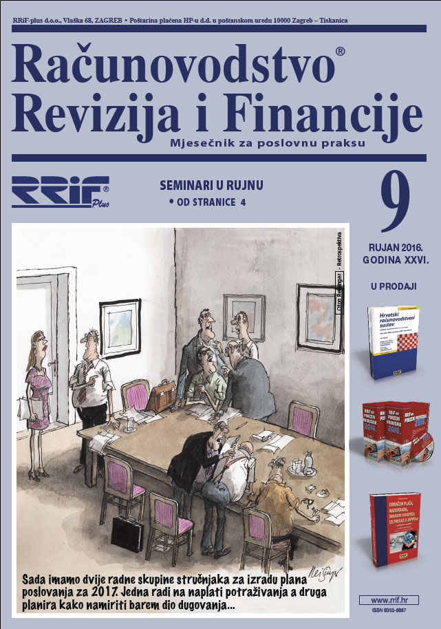 Pretplata na časopis Računovodstvo, revizija i financije broj 9/2016