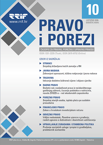 Pretplata na časopis Pravo i porezi broj 10/2026
