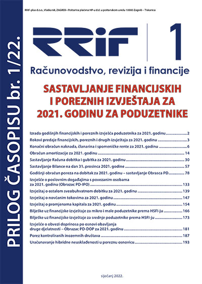 Pretplata na časopis Prilog godišnji obračun broj 1/2022