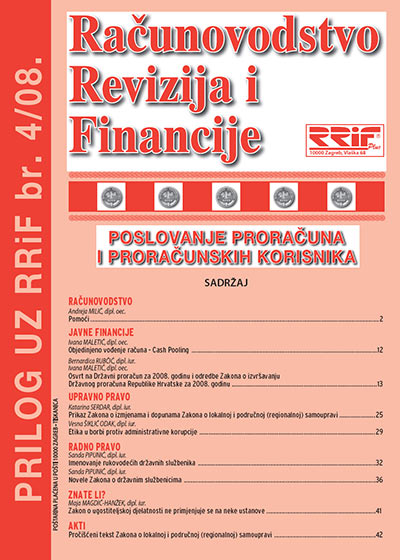 Pretplata na časopis Prilog proračun i proračunski korisnici broj /2008