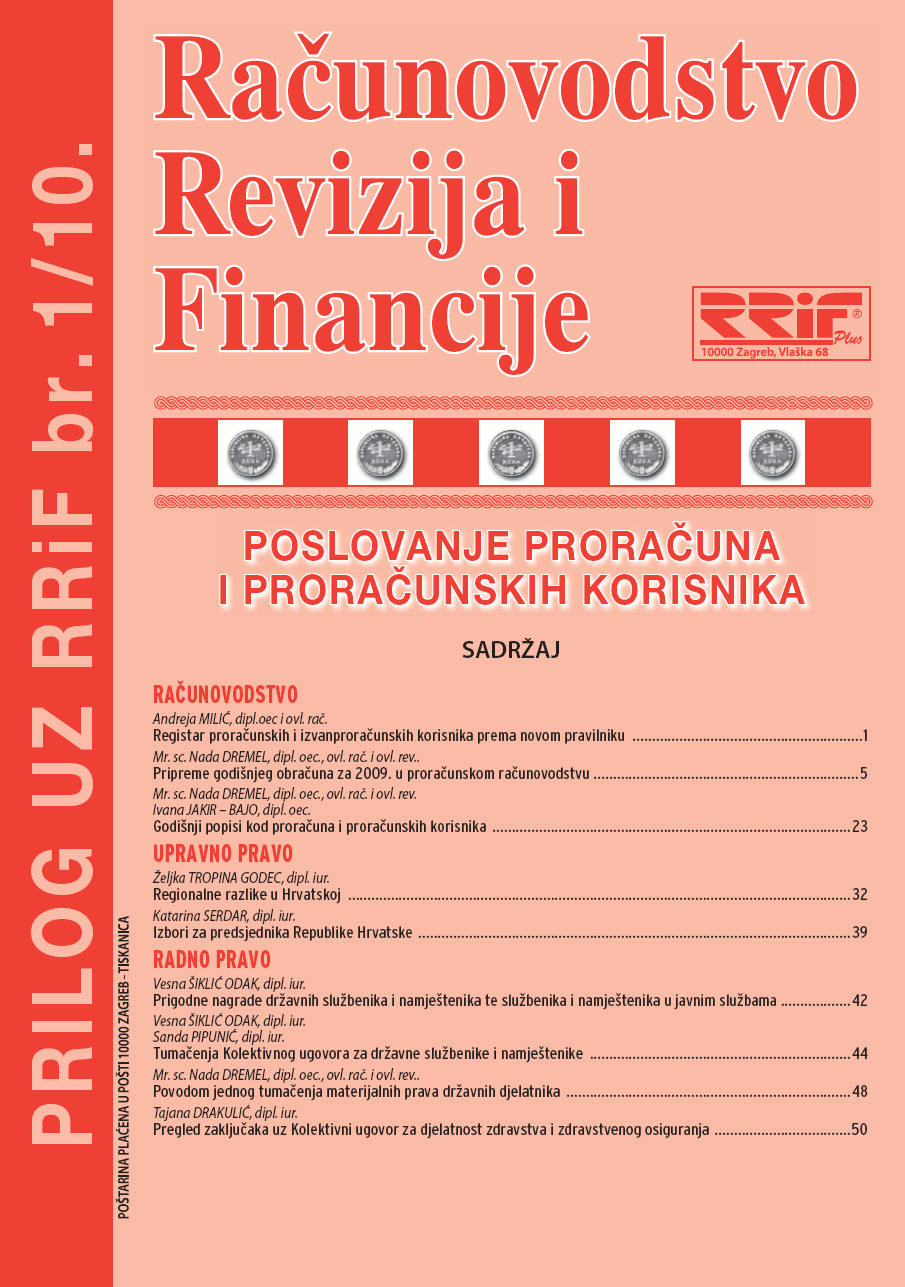 Pretplata na časopis Prilog proračun i proračunski korisnici broj 1/2010