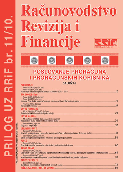Pretplata na časopis Prilog proračun i proračunski korisnici broj 11/2010