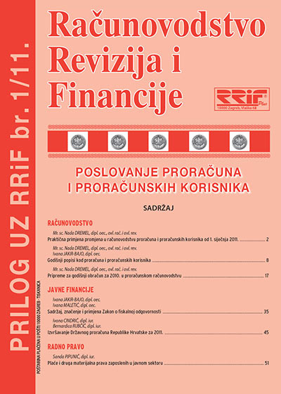 Pretplata na časopis Prilog proračun i proračunski korisnici broj 1/2011
