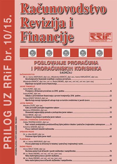 Pretplata na časopis Prilog proračun i proračunski korisnici broj /2015