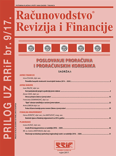 Pretplata na časopis Prilog proračun i proračunski korisnici broj 9/2017