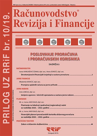 Pretplata na časopis Prilog proračun i proračunski korisnici broj 10/2019