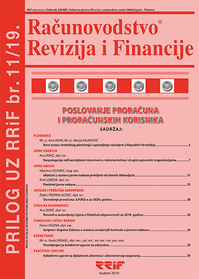 Pretplata na časopis Prilog proračun i proračunski korisnici broj 11/2019
