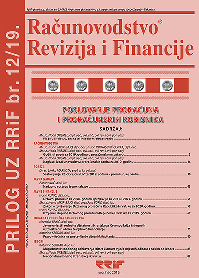 Pretplata na časopis Prilog proračun i proračunski korisnici broj 12/2019