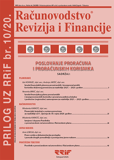 Pretplata na časopis Prilog proračun i proračunski korisnici broj 10/2020