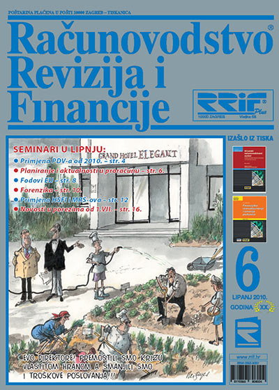 Pretplata na časopis Računovodstvo, revizija i financije broj 6/2010