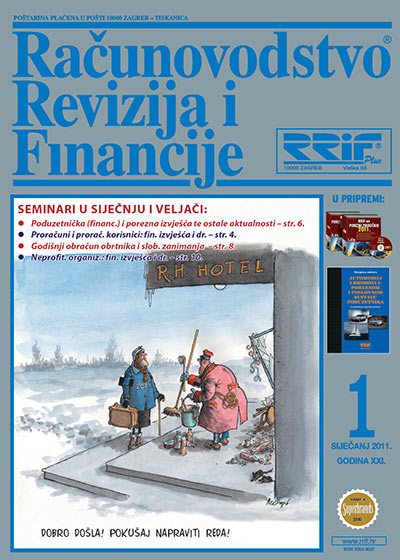 Pretplata na časopis Računovodstvo, revizija i financije broj 1/2011