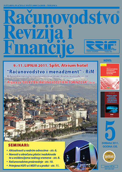Pretplata na časopis Računovodstvo, revizija i financije broj 5/2011