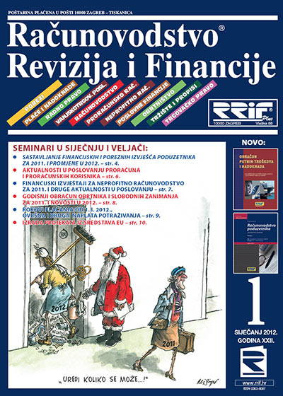 Pretplata na časopis Računovodstvo, revizija i financije broj 1/2012