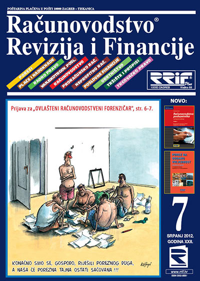 Pretplata na časopis Računovodstvo, revizija i financije broj 7/2012
