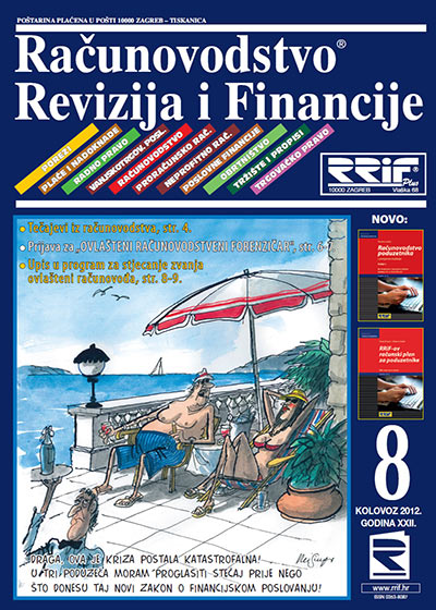 Pretplata na časopis Računovodstvo, revizija i financije broj 8/2012