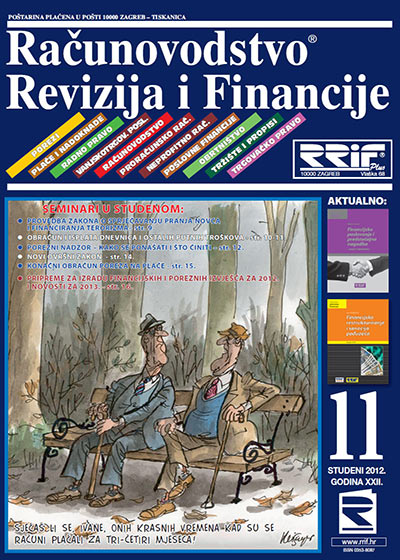 Pretplata na časopis Računovodstvo, revizija i financije broj 11/2012