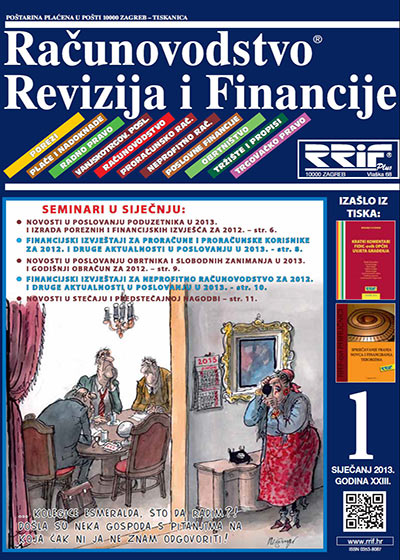 Pretplata na časopis Računovodstvo, revizija i financije broj 1/2013