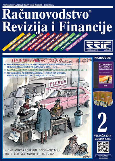 Pretplata na časopis Računovodstvo, revizija i financije broj 2/2013