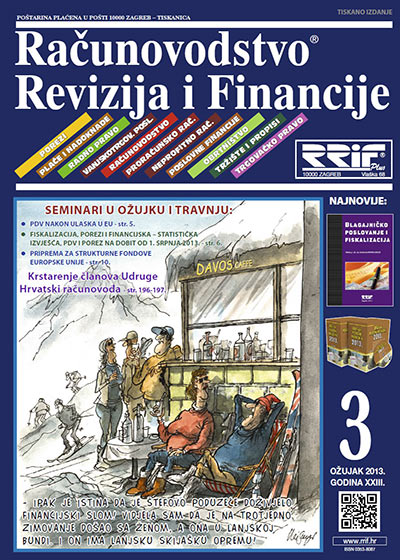 Pretplata na časopis Računovodstvo, revizija i financije broj 3/2013