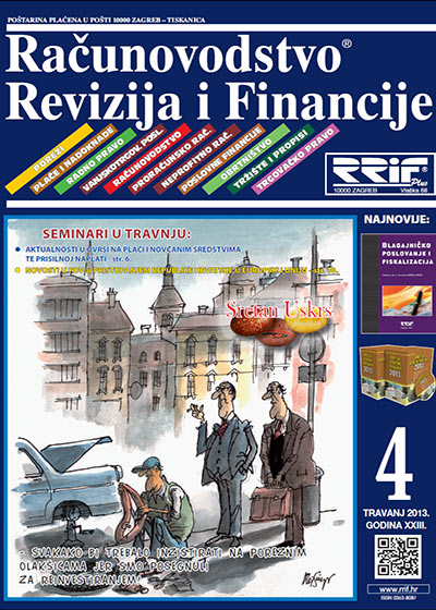 Pretplata na časopis Računovodstvo, revizija i financije broj 4/2013
