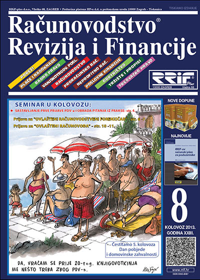 Pretplata na časopis Računovodstvo, revizija i financije broj 8/2013
