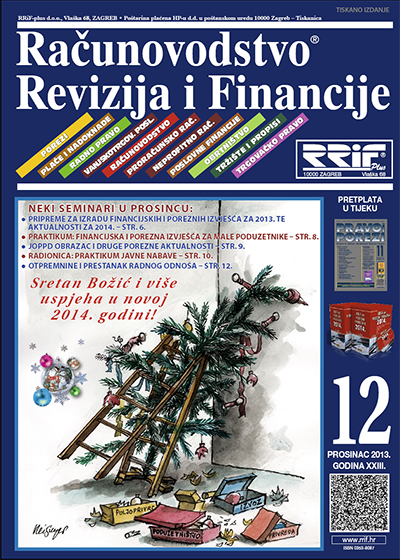 Pretplata na časopis Računovodstvo, revizija i financije broj 12/2013
