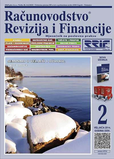 Pretplata na časopis Računovodstvo, revizija i financije broj 2/2014