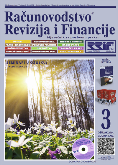 Pretplata na časopis Računovodstvo, revizija i financije broj 3/2014