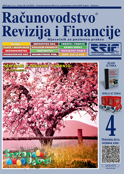 Pretplata na časopis Računovodstvo, revizija i financije broj 4/2014