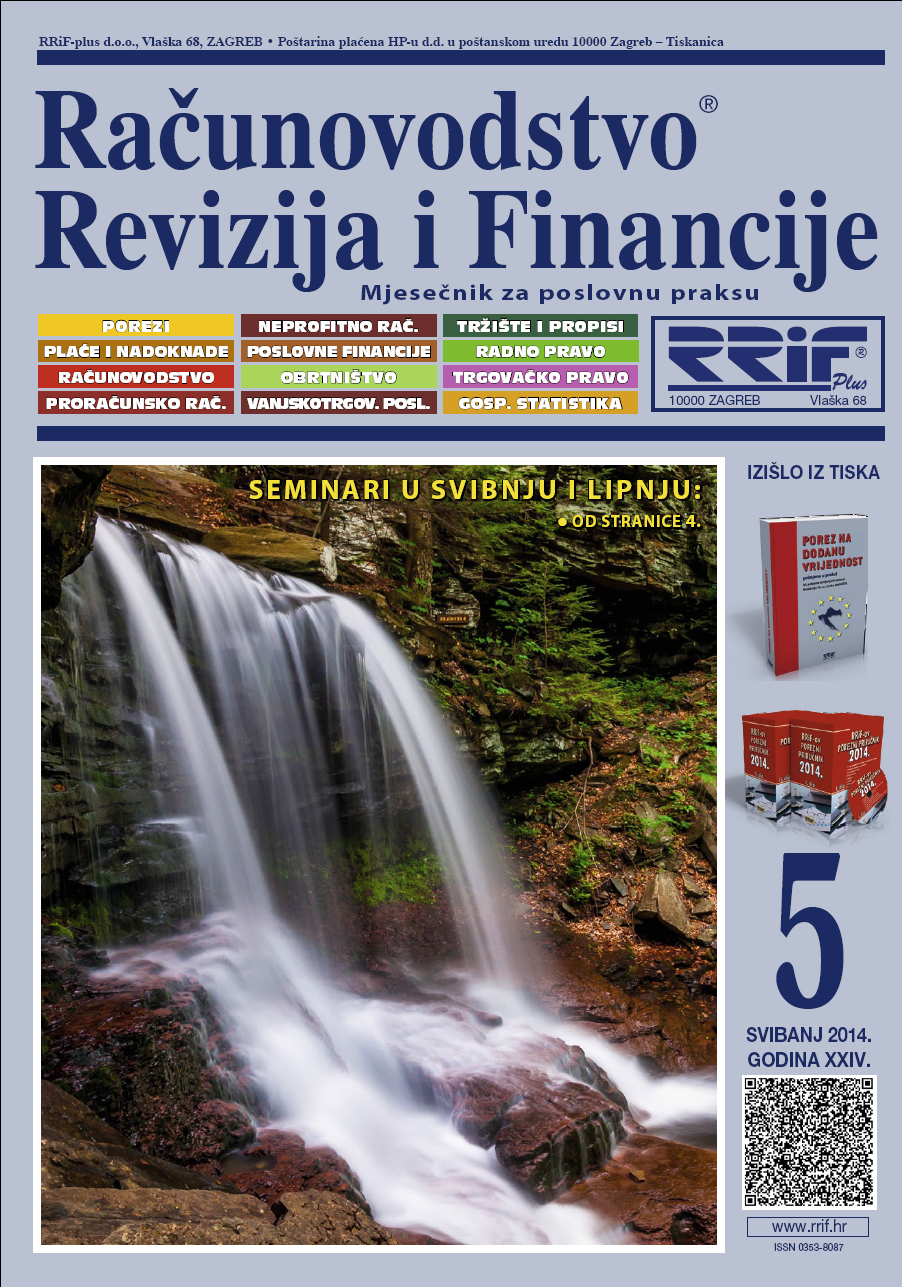 Pretplata na časopis Računovodstvo, revizija i financije broj 5/2014