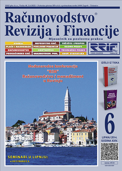 Pretplata na časopis Računovodstvo, revizija i financije broj 6/2014
