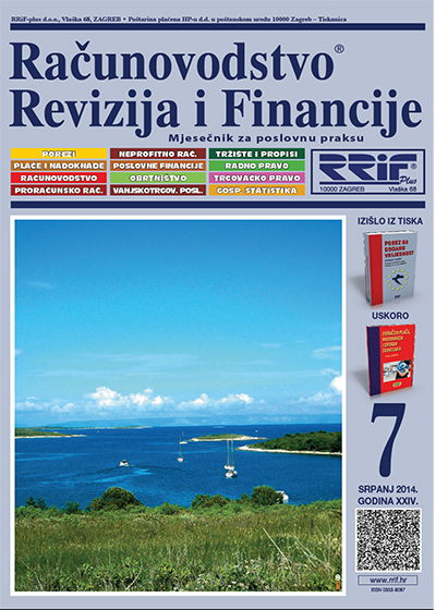 Pretplata na časopis Računovodstvo, revizija i financije broj 7/2014