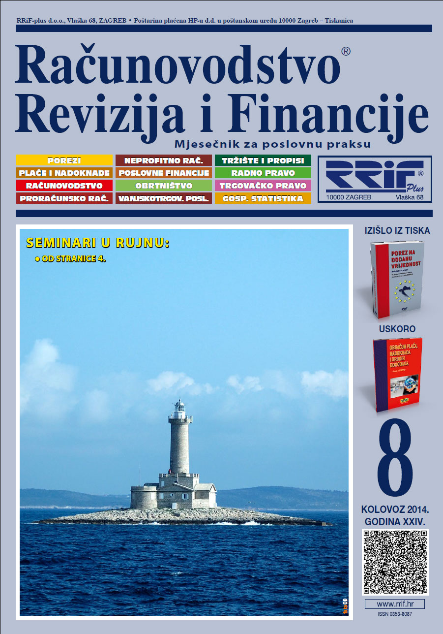 Pretplata na časopis Računovodstvo, revizija i financije broj 8/2014