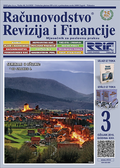 Pretplata na časopis Računovodstvo, revizija i financije broj 3/2015