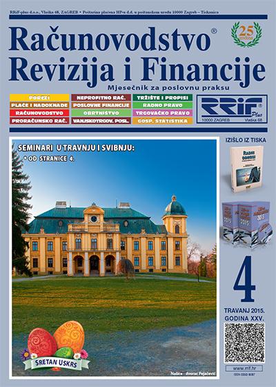Pretplata na časopis Računovodstvo, revizija i financije broj 4/2015