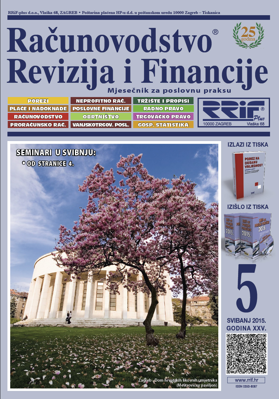 Pretplata na časopis Računovodstvo, revizija i financije broj 5/2015