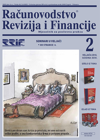 Pretplata na časopis Računovodstvo, revizija i financije broj 2/2016