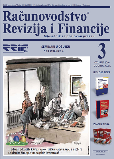 Pretplata na časopis Računovodstvo, revizija i financije broj 3/2016