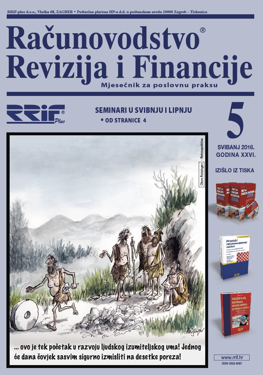 Pretplata na časopis Računovodstvo, revizija i financije broj 5/2016
