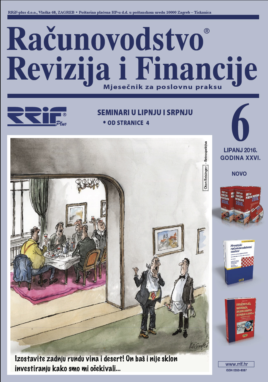 Pretplata na časopis Računovodstvo, revizija i financije broj 6/2016