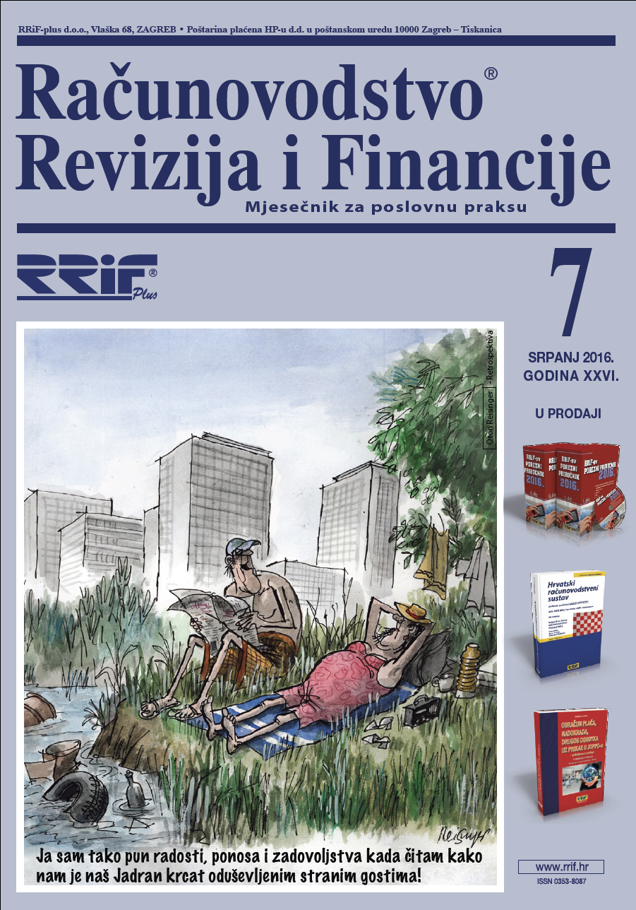 Pretplata na časopis Računovodstvo, revizija i financije broj 7/2016
