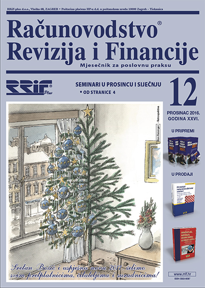 Pretplata na časopis Računovodstvo, revizija i financije broj 12/2016