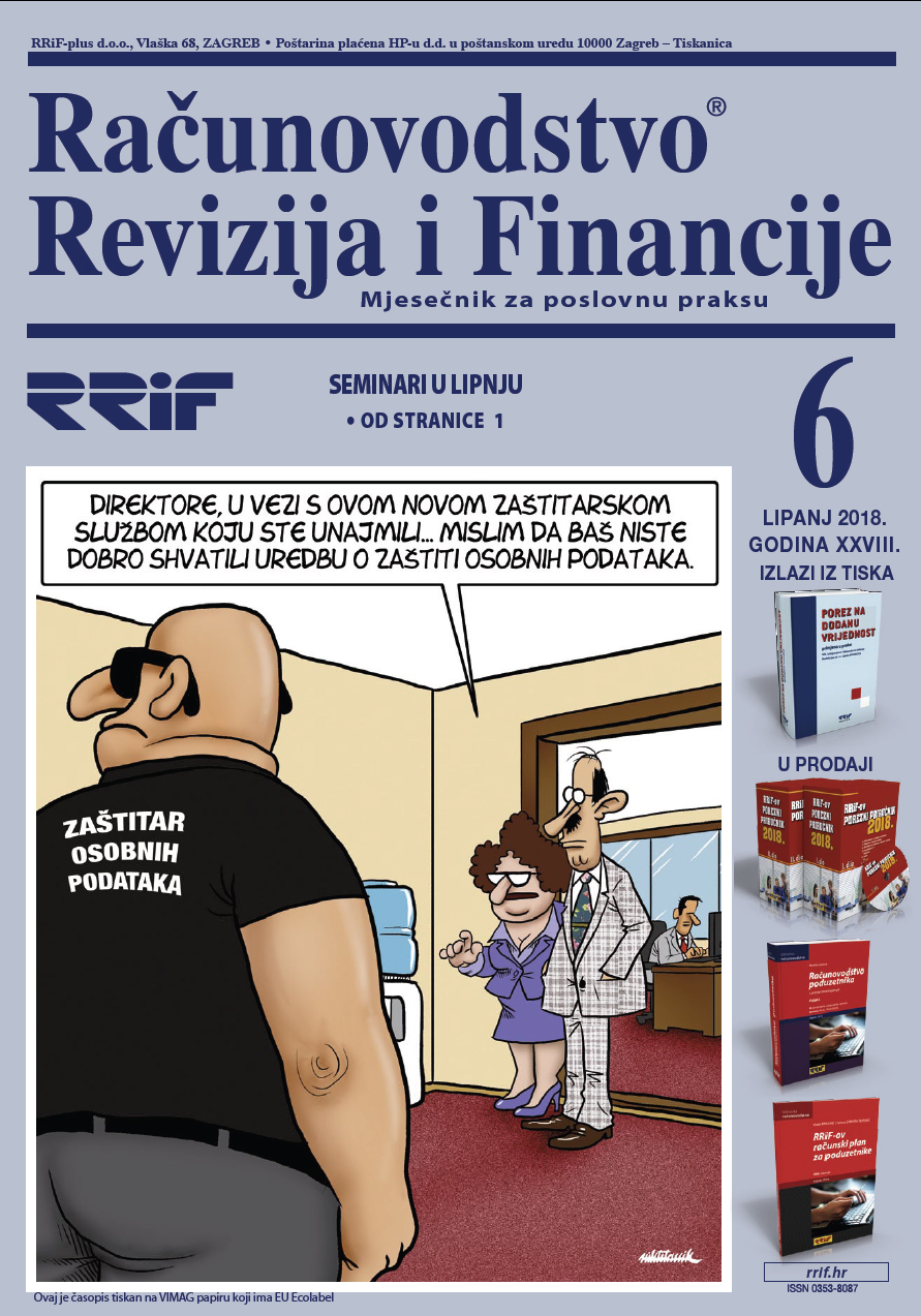Pretplata na časopis Računovodstvo, revizija i financije broj 6/2018