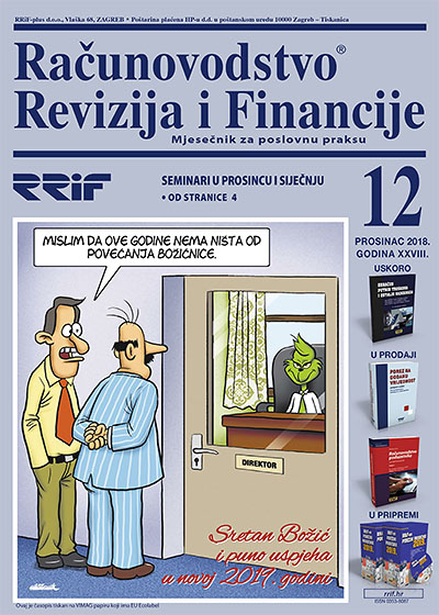 Pretplata na časopis Računovodstvo, revizija i financije broj 12/2018