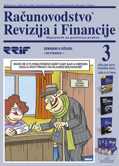 Pretplata na časopis Računovodstvo, revizija i financije broj 3/2019